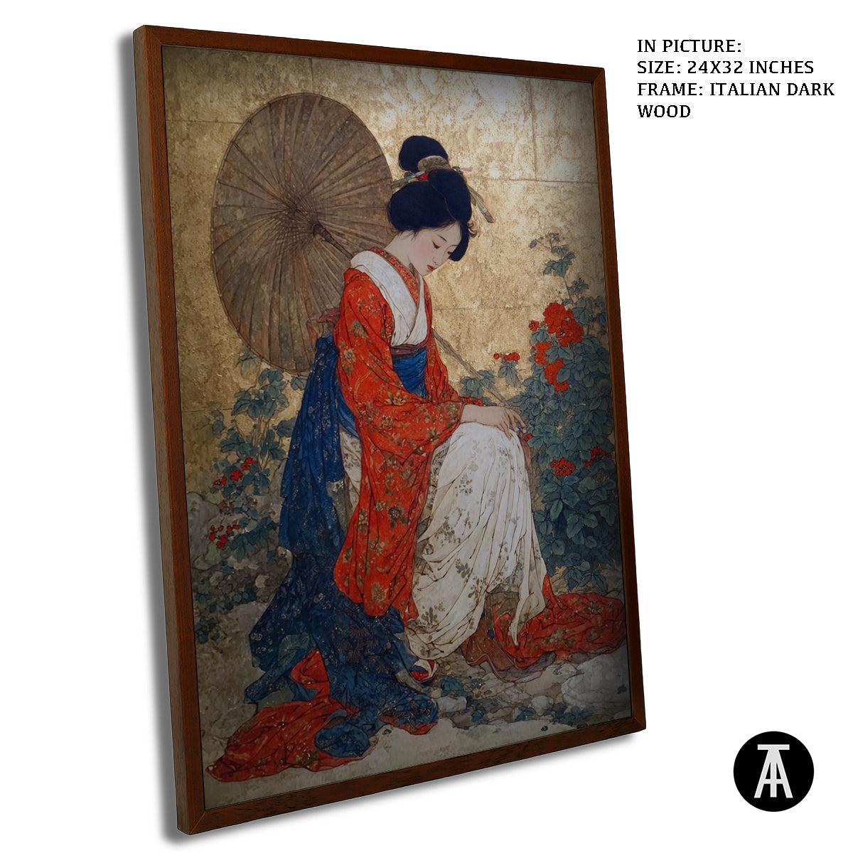 Artwork in Dark Wood Frame