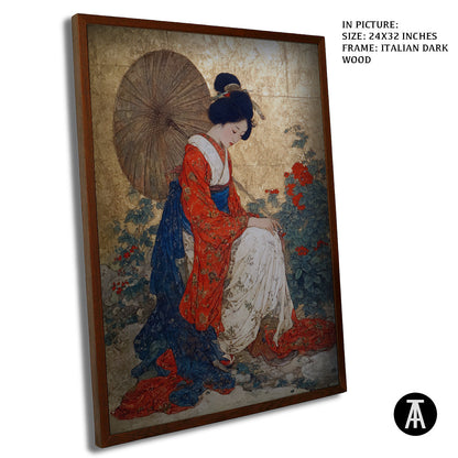 Artwork in Dark Wood Frame