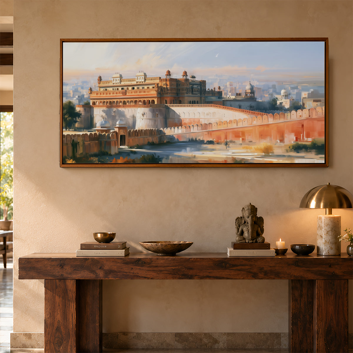 Panoramic Indian Painting in a Lifestyle Setting