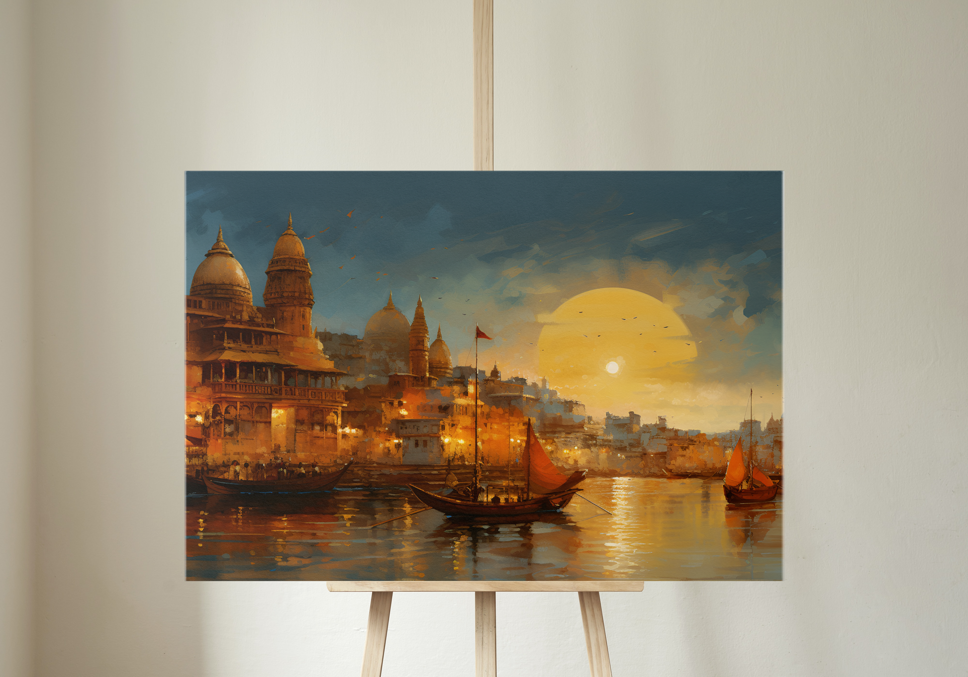 Buy Wall Art Ganga Aarti by Panoramic India (Mounted Canvas Art)