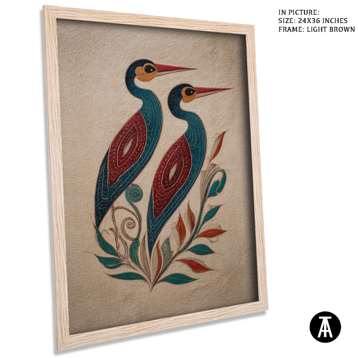 Artwork in Light Brown Frame