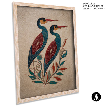 Artwork in Light Brown Frame