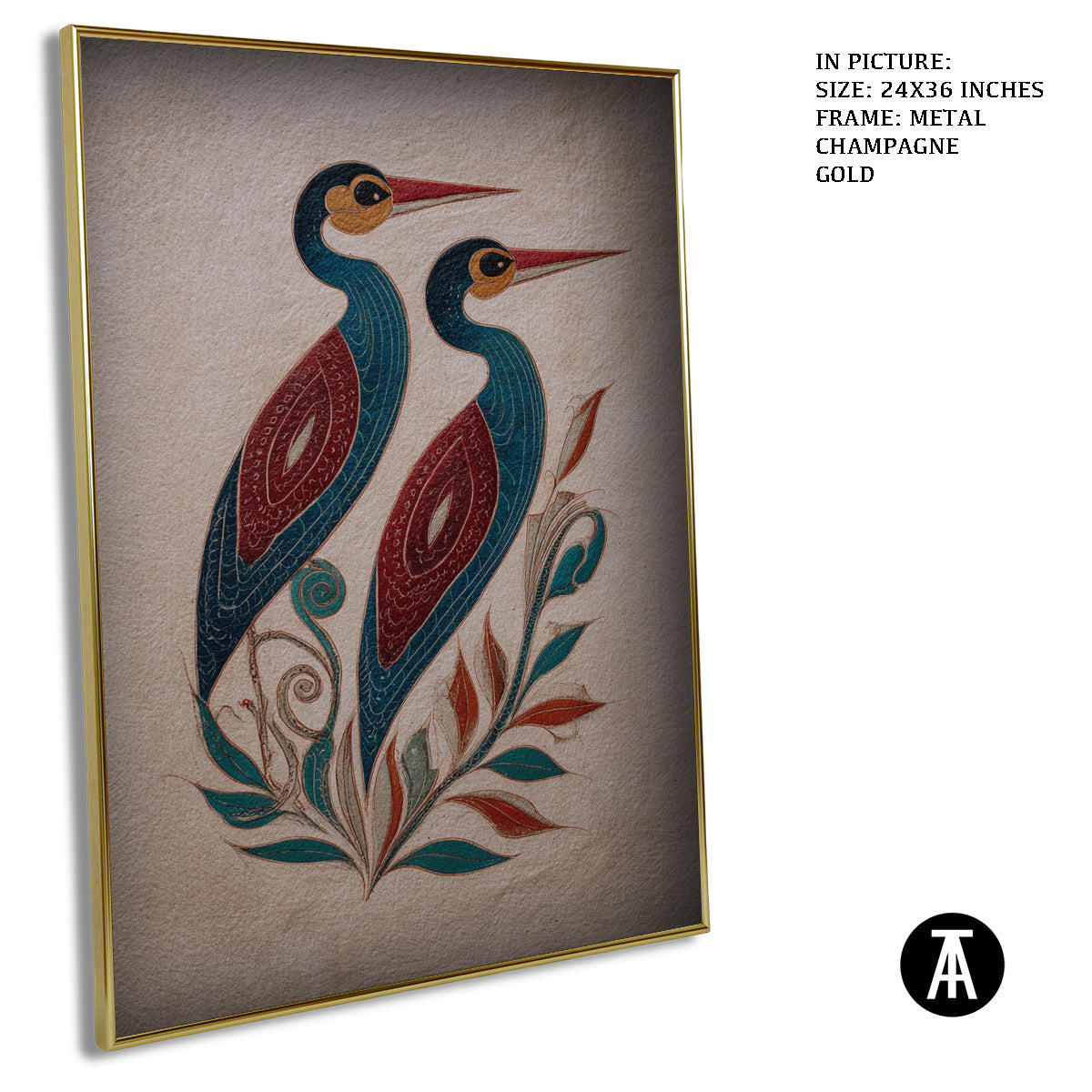 Artwork in Metal Champagne Gold Frame