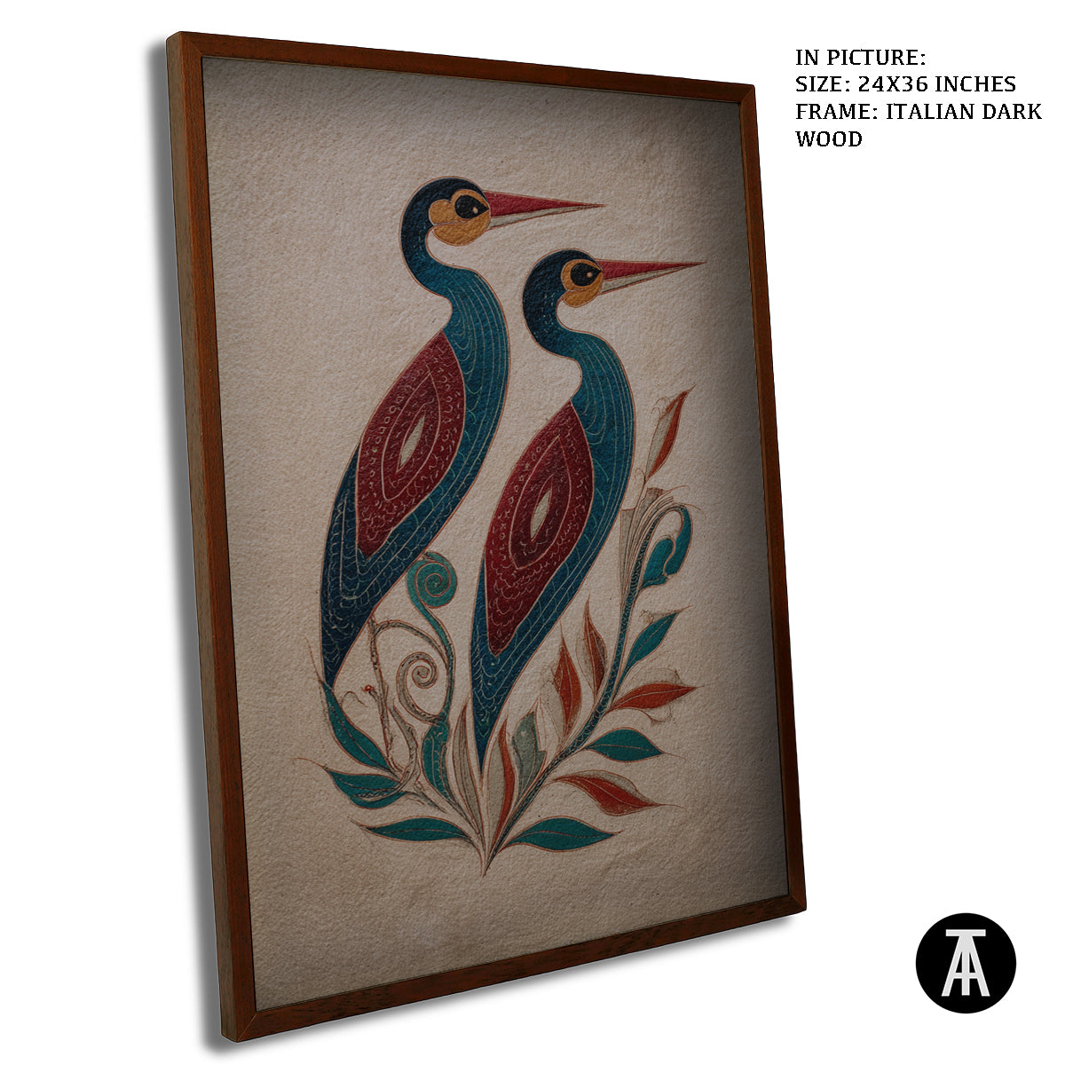 Artwork in Dark Wood Frame