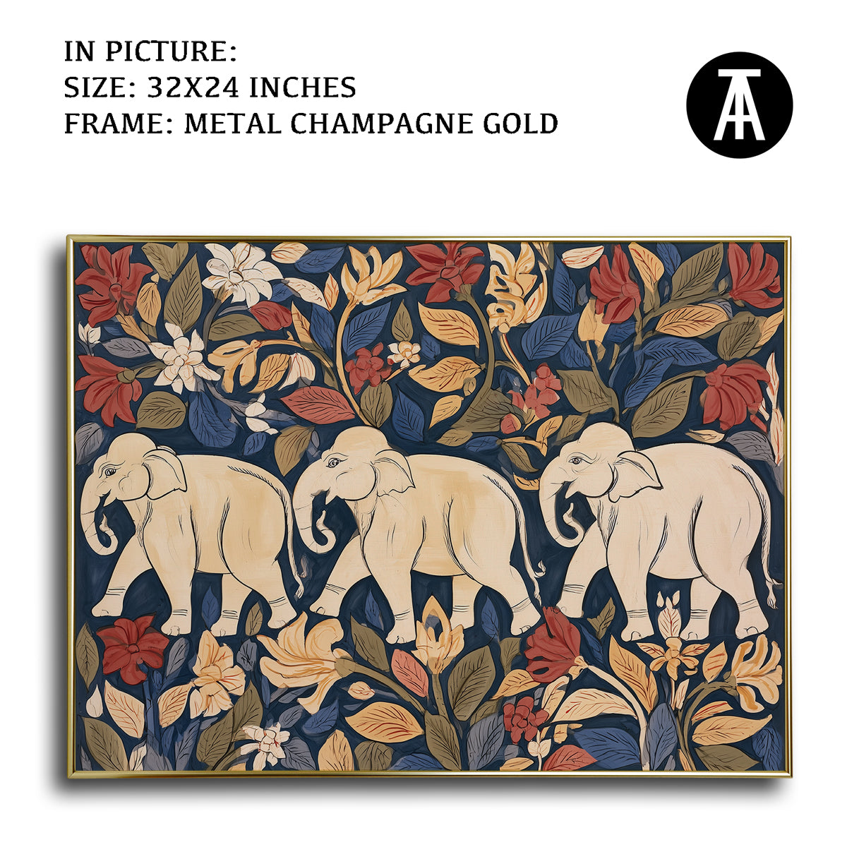 Artwork in Metal Champagne Gold Frame
