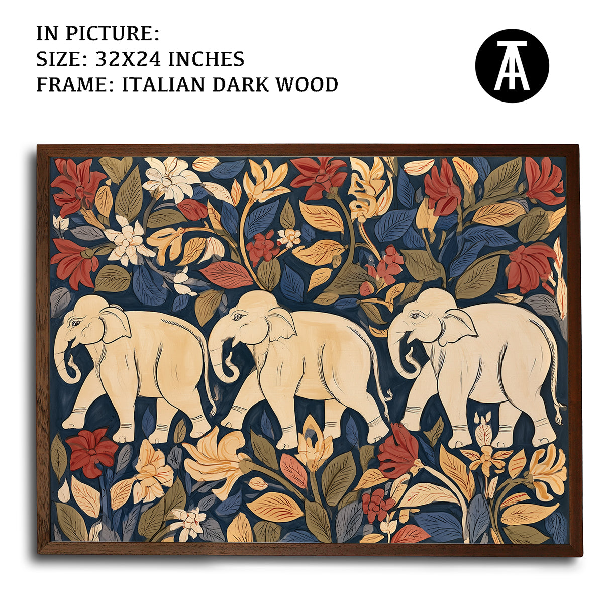 Artwork in Dark Wood Frame