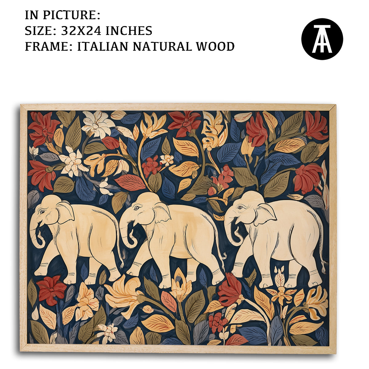Artwork in Natural Wood Frame