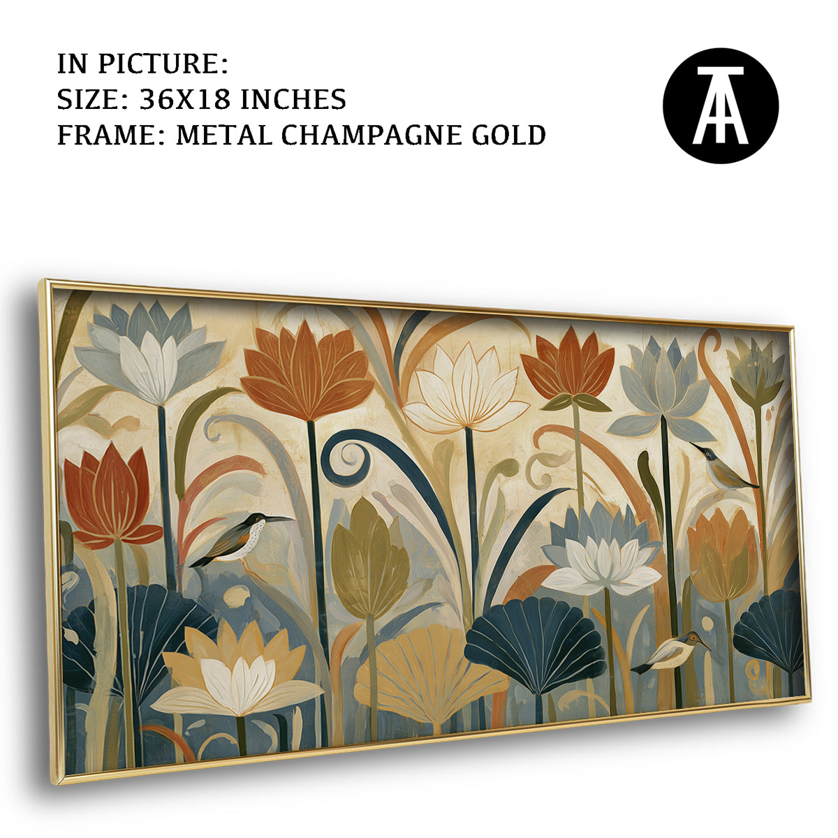 Artwork in Metal Champagne Gold Frame
