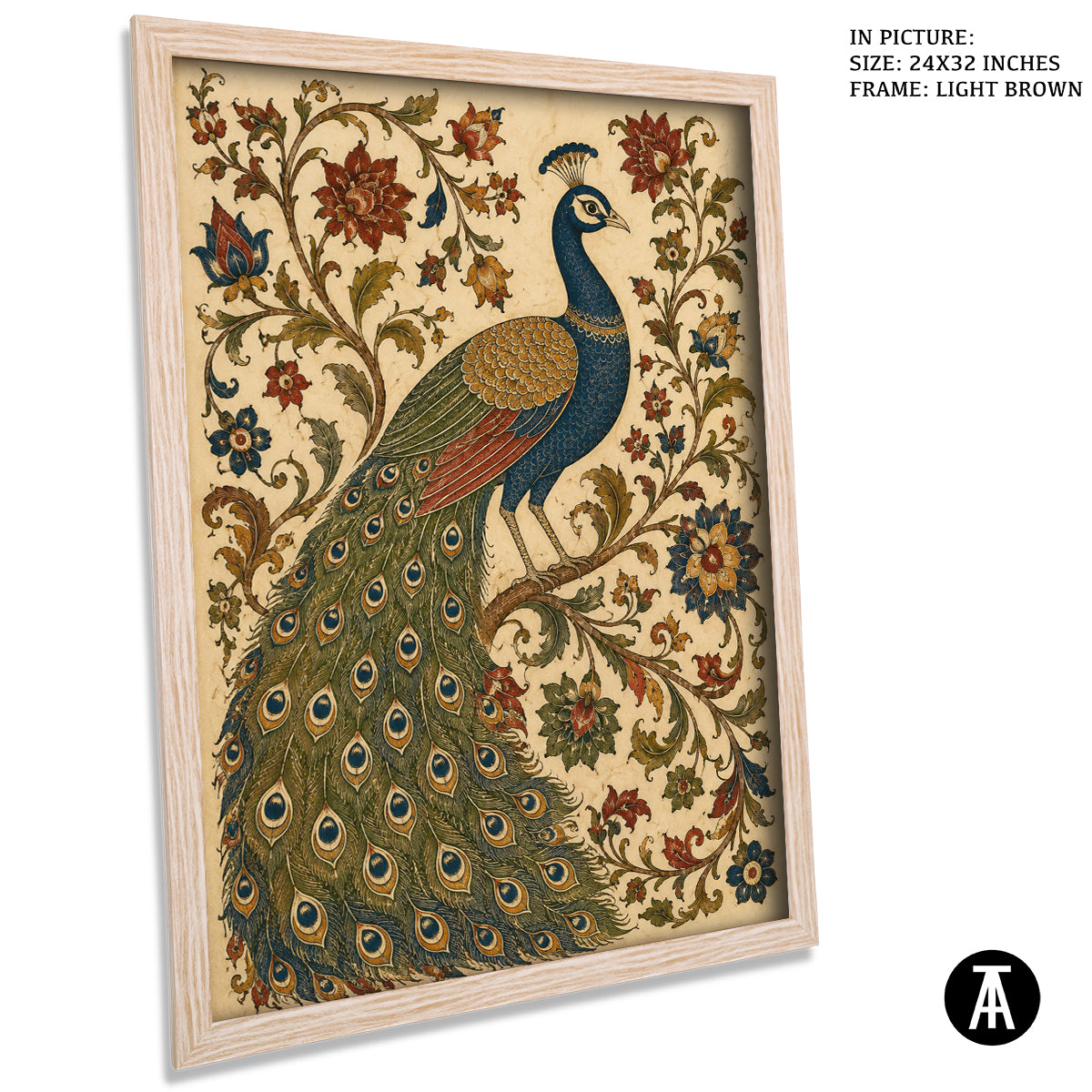Artwork in Light Brown Frame