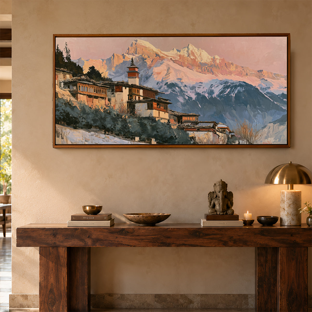 Panoramic Indian Painting in a Lifestyle Setting