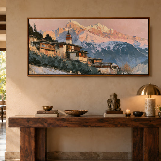 Panoramic Indian Painting in a Lifestyle Setting