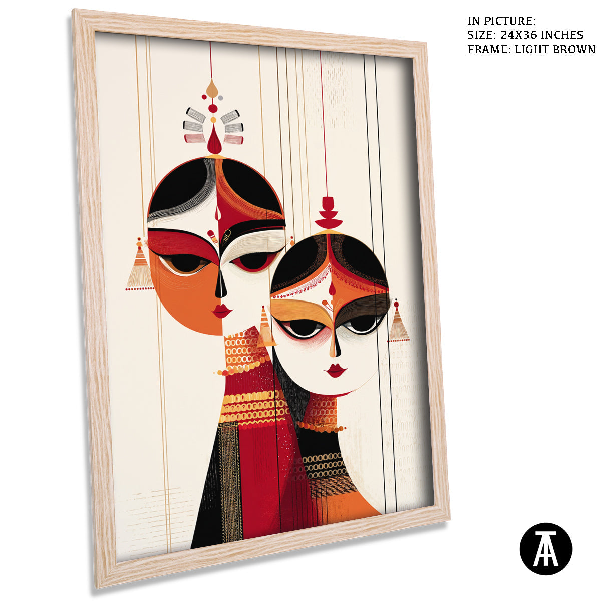 Artwork in Light Brown Frame