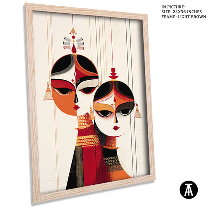 Artwork in Light Brown Frame