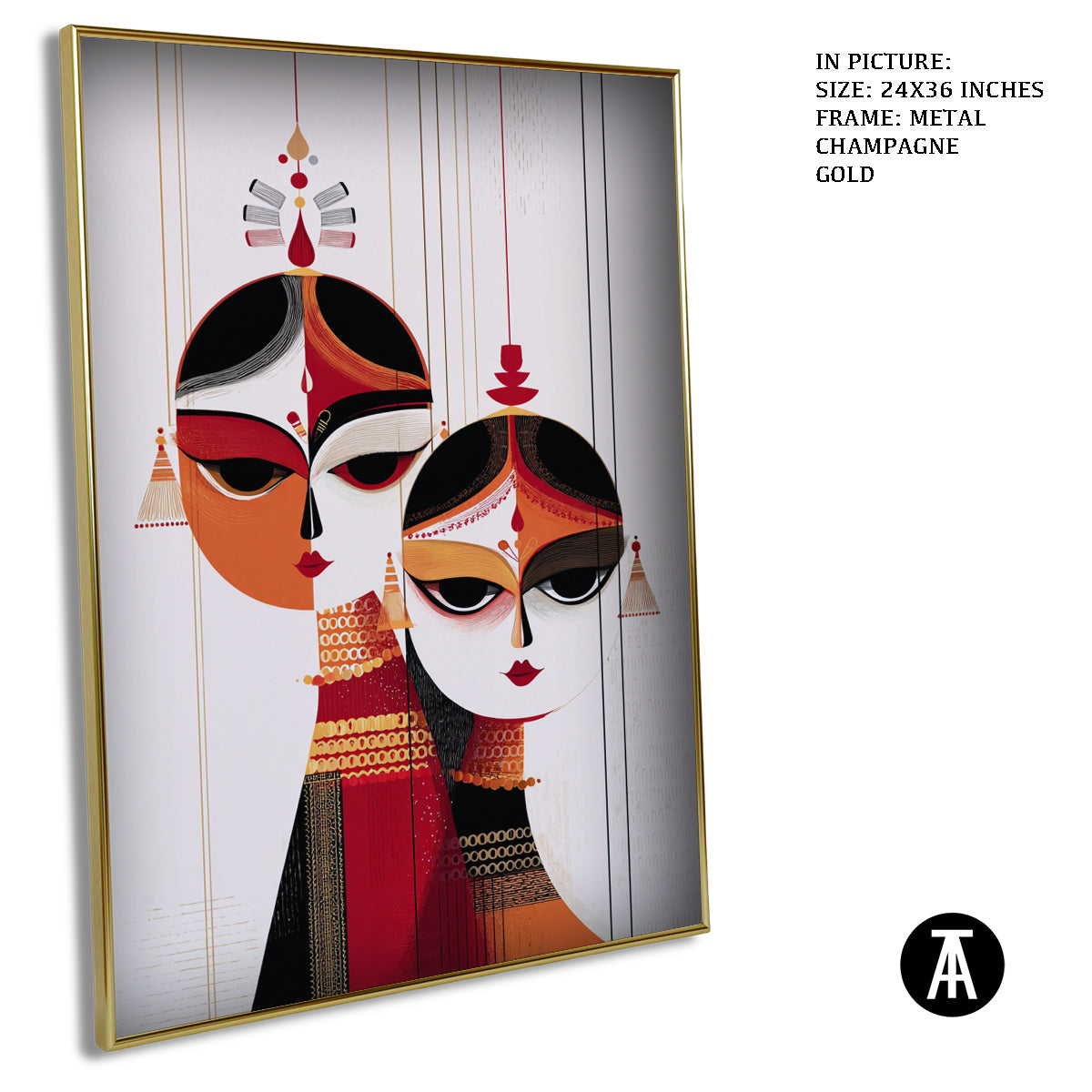 Artwork in Metal Champagne Gold Frame