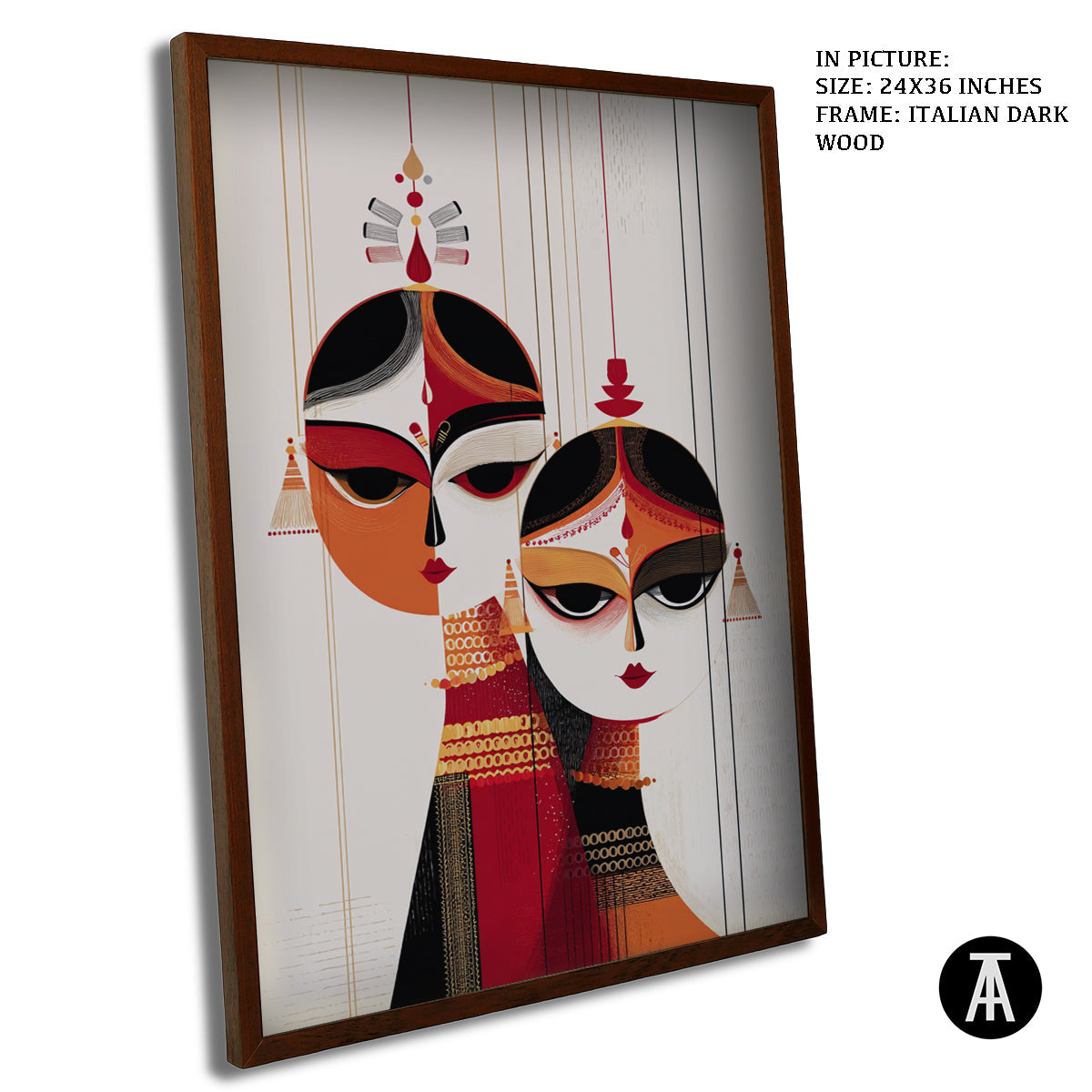 Artwork in Dark Wood Frame