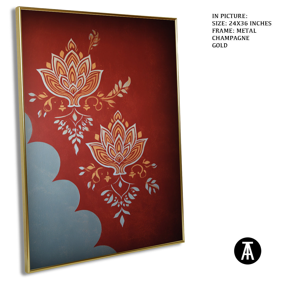 Artwork in Metal Champagne Gold Frame