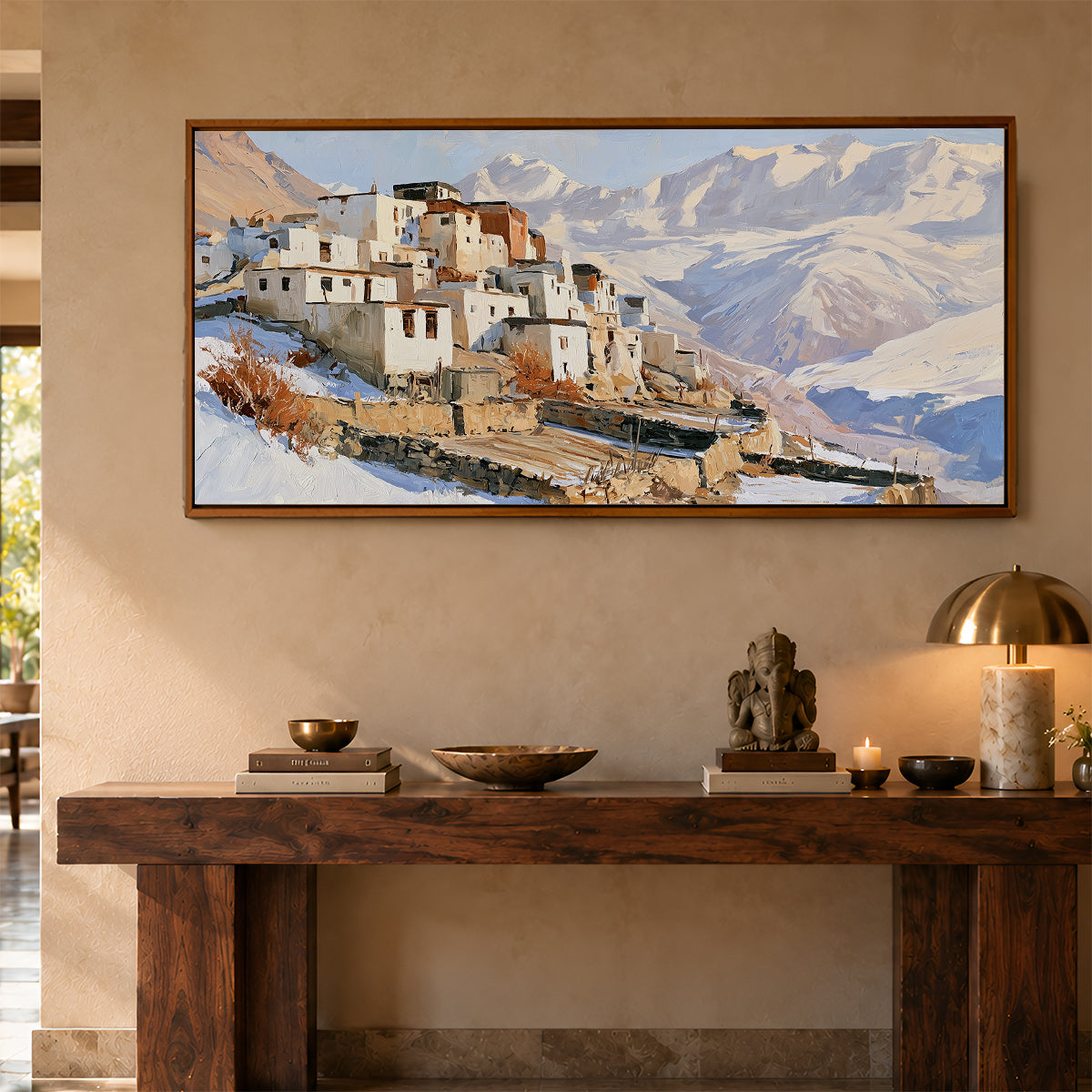 Panoramic Indian Painting in a Lifestyle Setting