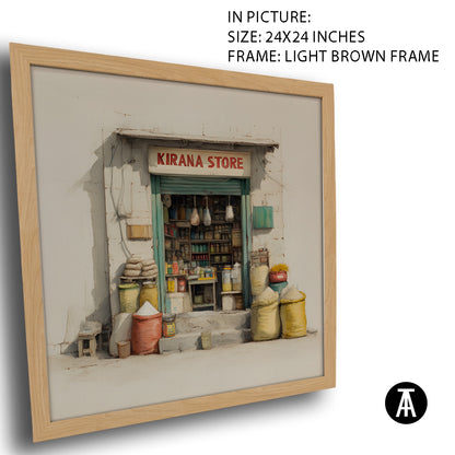 Artwork in Light Brown Frame