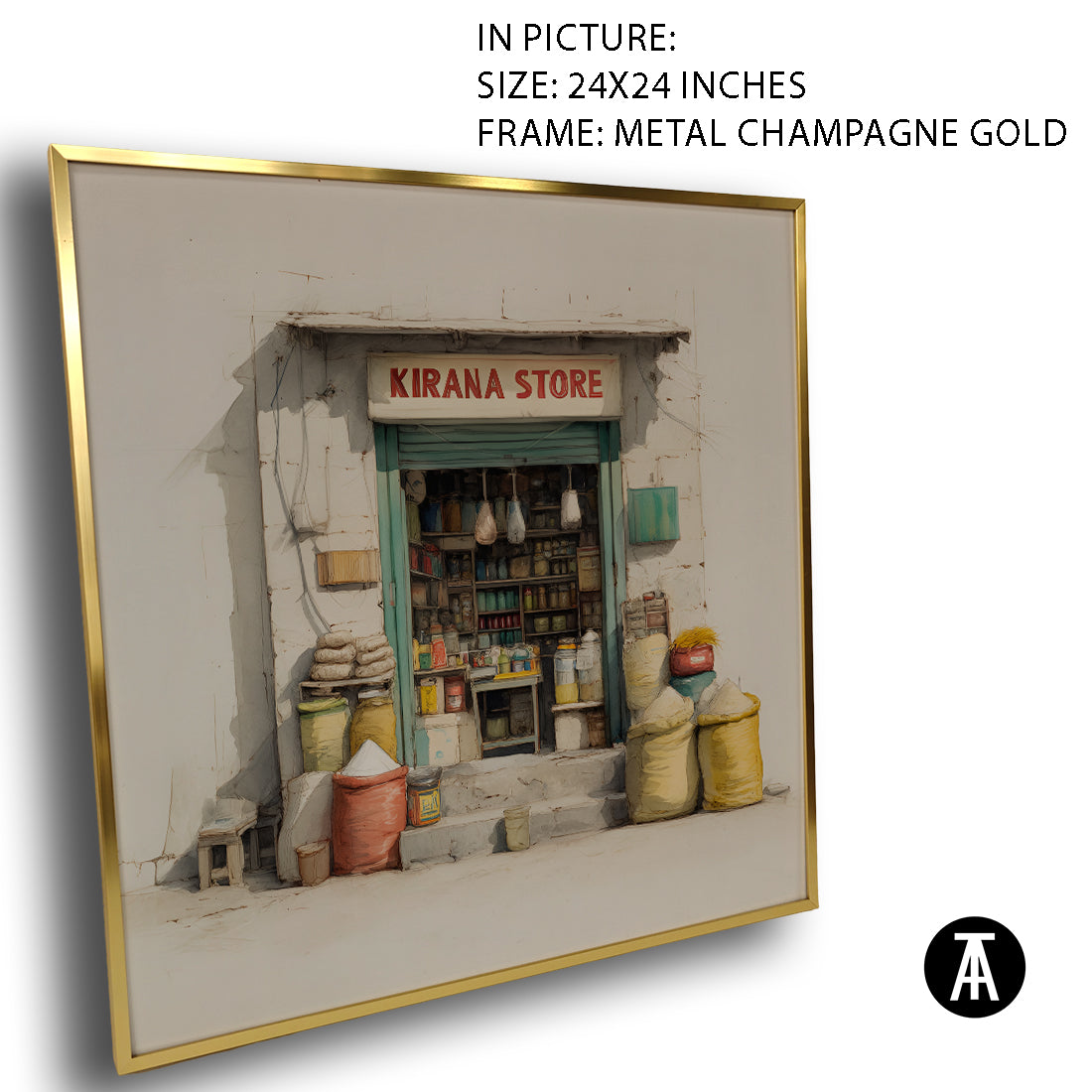 Artwork in Metal Champagne Gold Frame