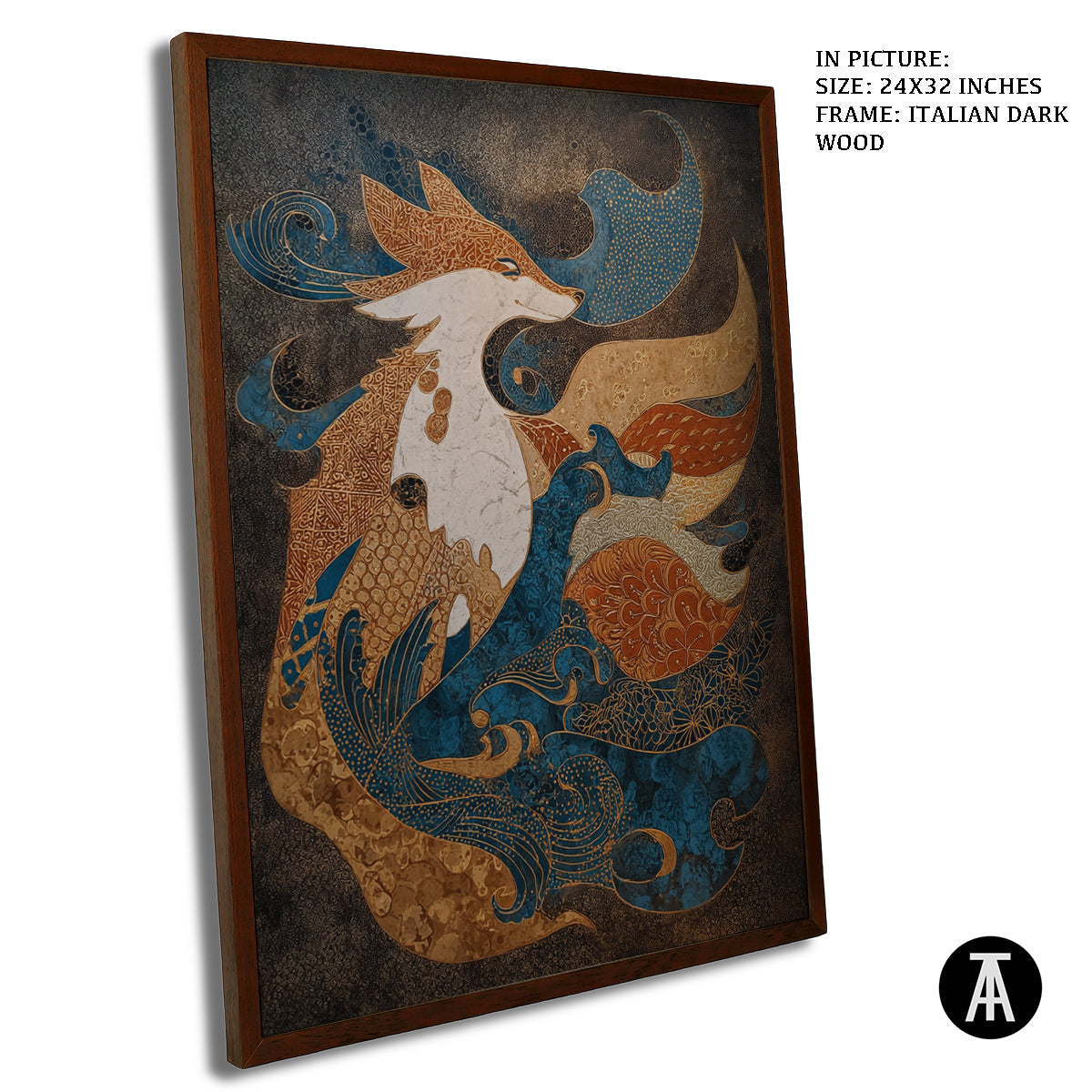 Artwork in Dark Wood Frame