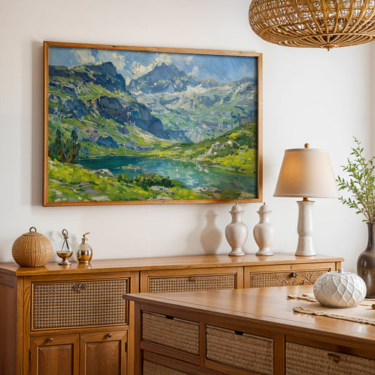 Swiss Alps Painting in a Lifestyle Setting