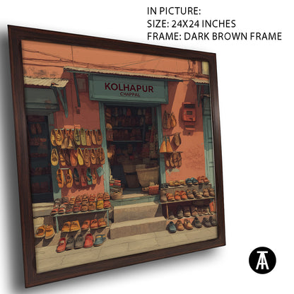 Artwork in Dark Brown Frame