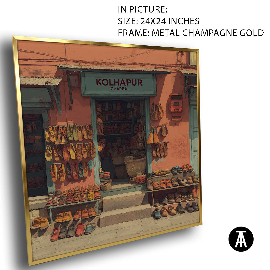 Artwork in Metal Champagne Gold Frame