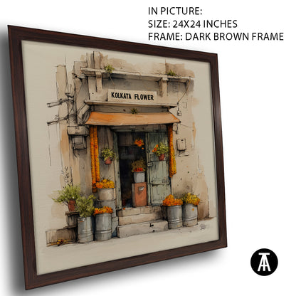 Artwork in Dark Brown Frame