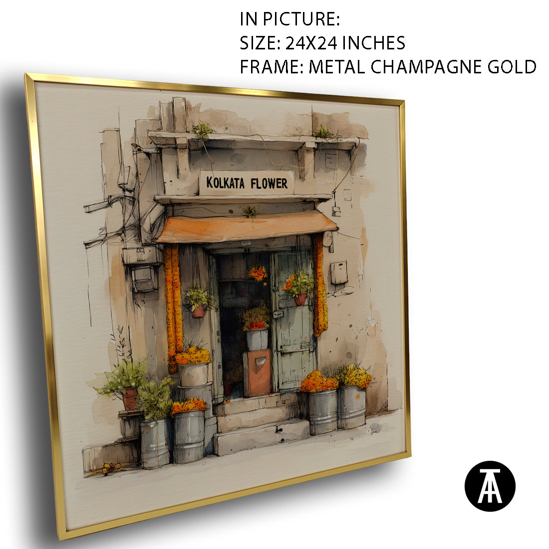 Artwork in Metal Champagne Gold Frame
