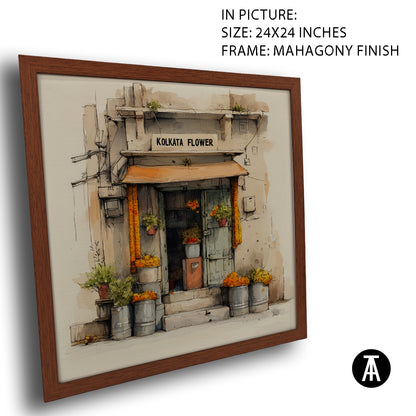 Artwork in Mahogany Finish Frame