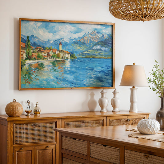Swiss Alps Painting in a Lifestyle Setting