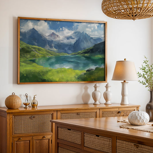 Swiss Alps Painting in a Lifestyle Setting