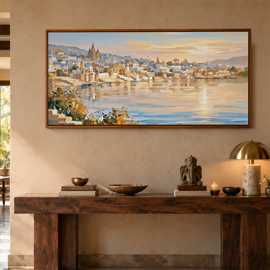 Panoramic Indian Painting in a Lifestyle Setting