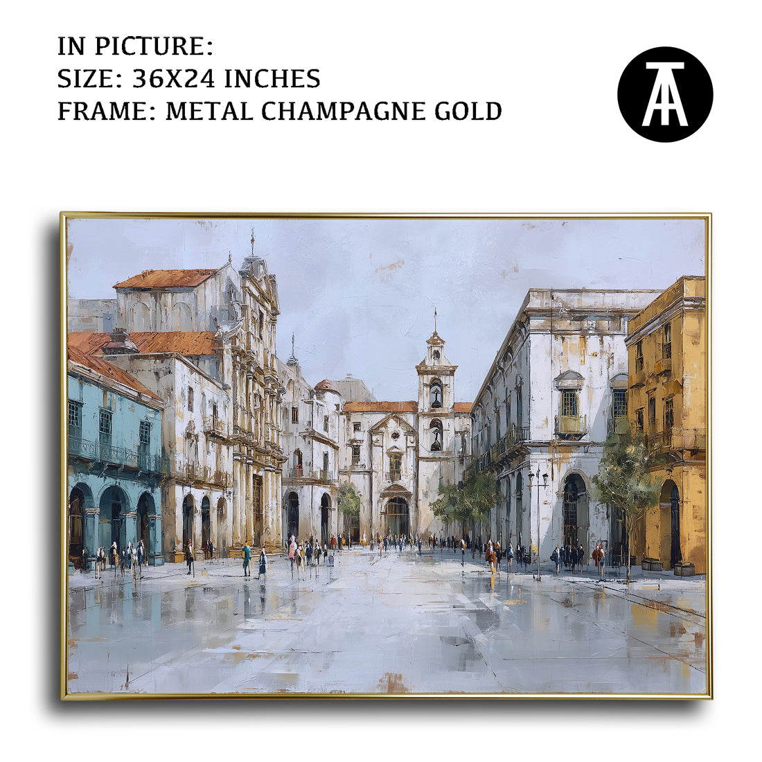 Artwork in Metal Champagne Gold Frame