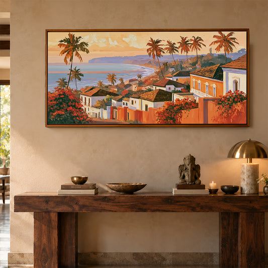 Panoramic Indian Painting in a Lifestyle Setting