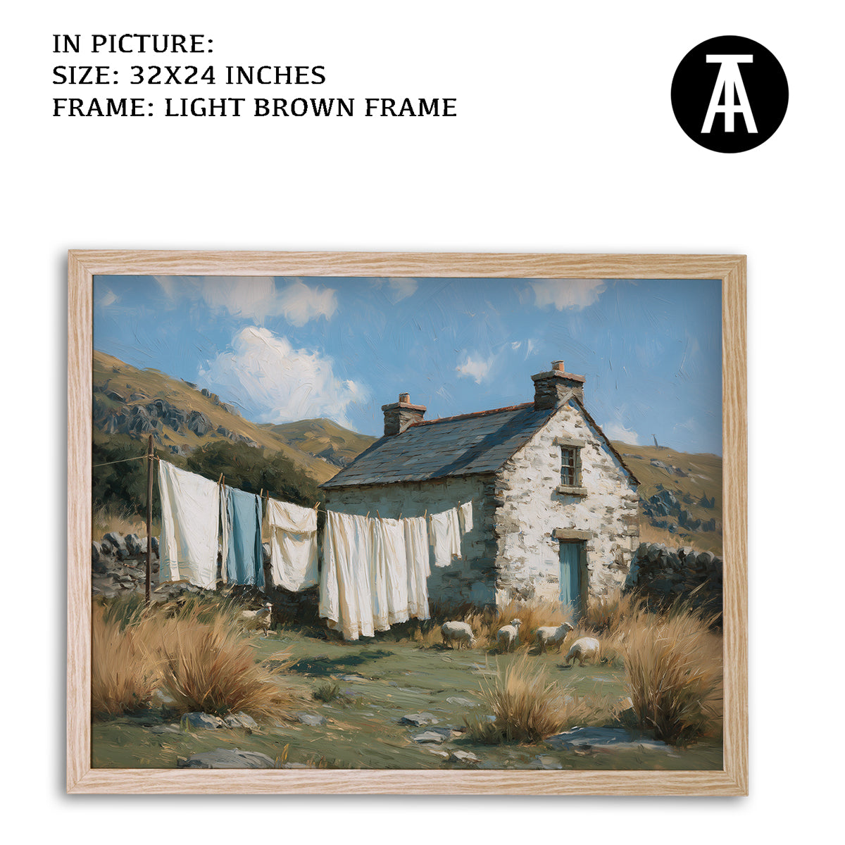 Artwork in Light Brown Frame