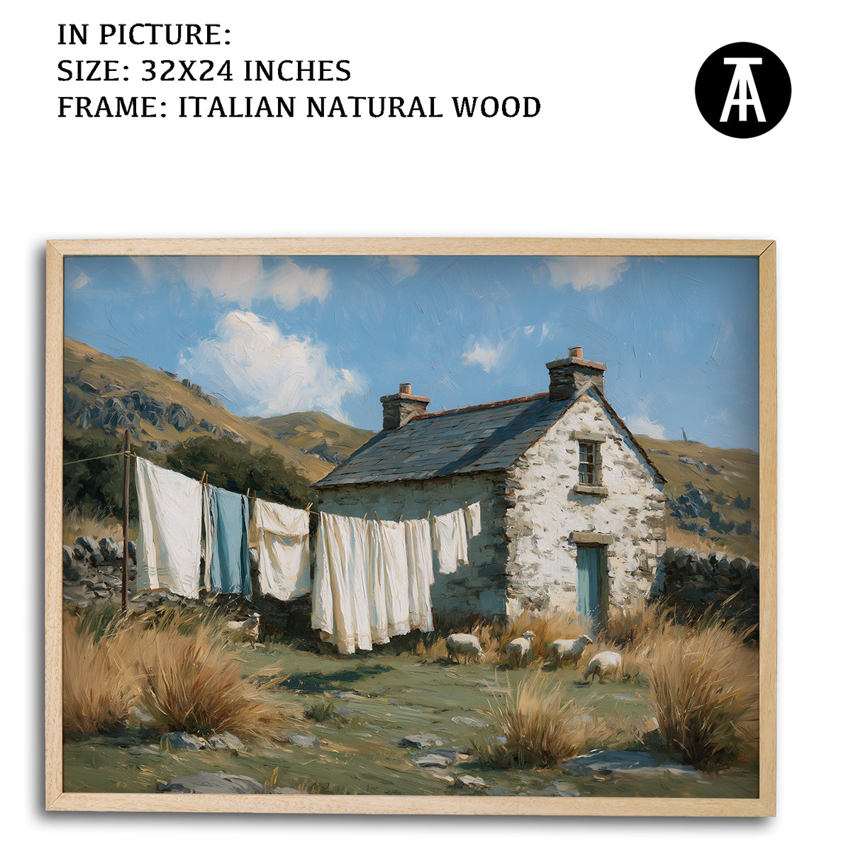 Artwork in Natural Wood Frame