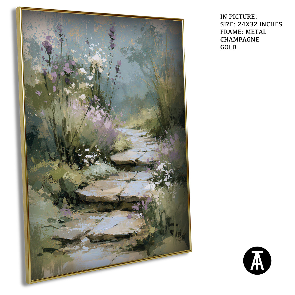 Artwork in Metal Champagne Gold Frame