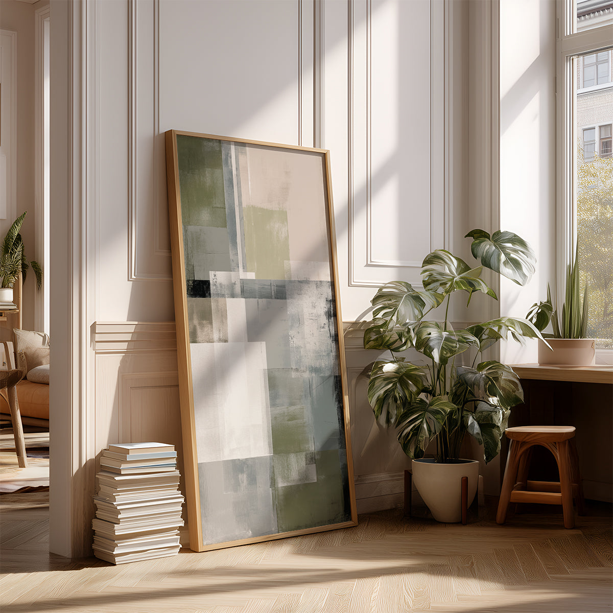 Panoramic Indian Painting in a Lifestyle Setting