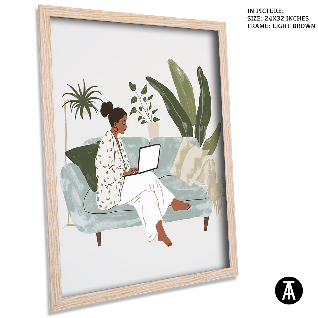 Sample Artwork in Light Brown Frame