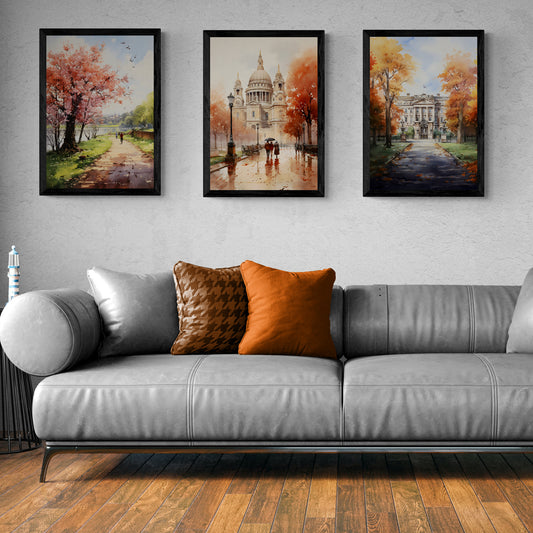 Spring in London Living Room Wall Painting ( 14X18 inches each)