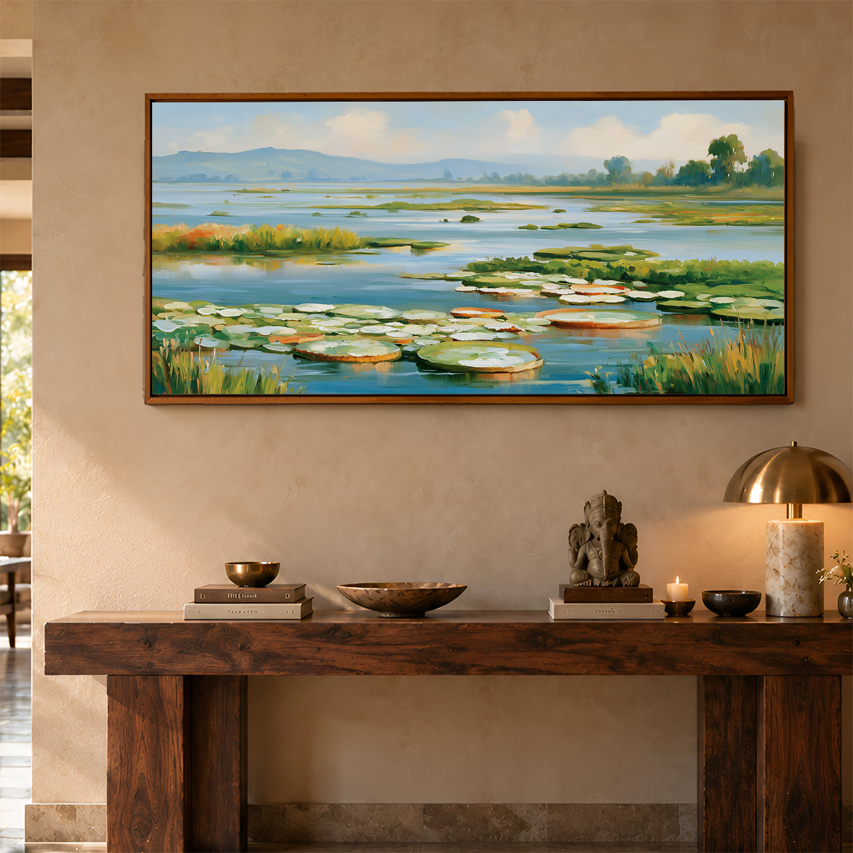 Panoramic Indian Painting in a Lifestyle Setting