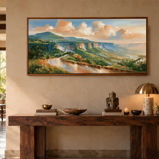 Panoramic Indian Painting in a Lifestyle Setting