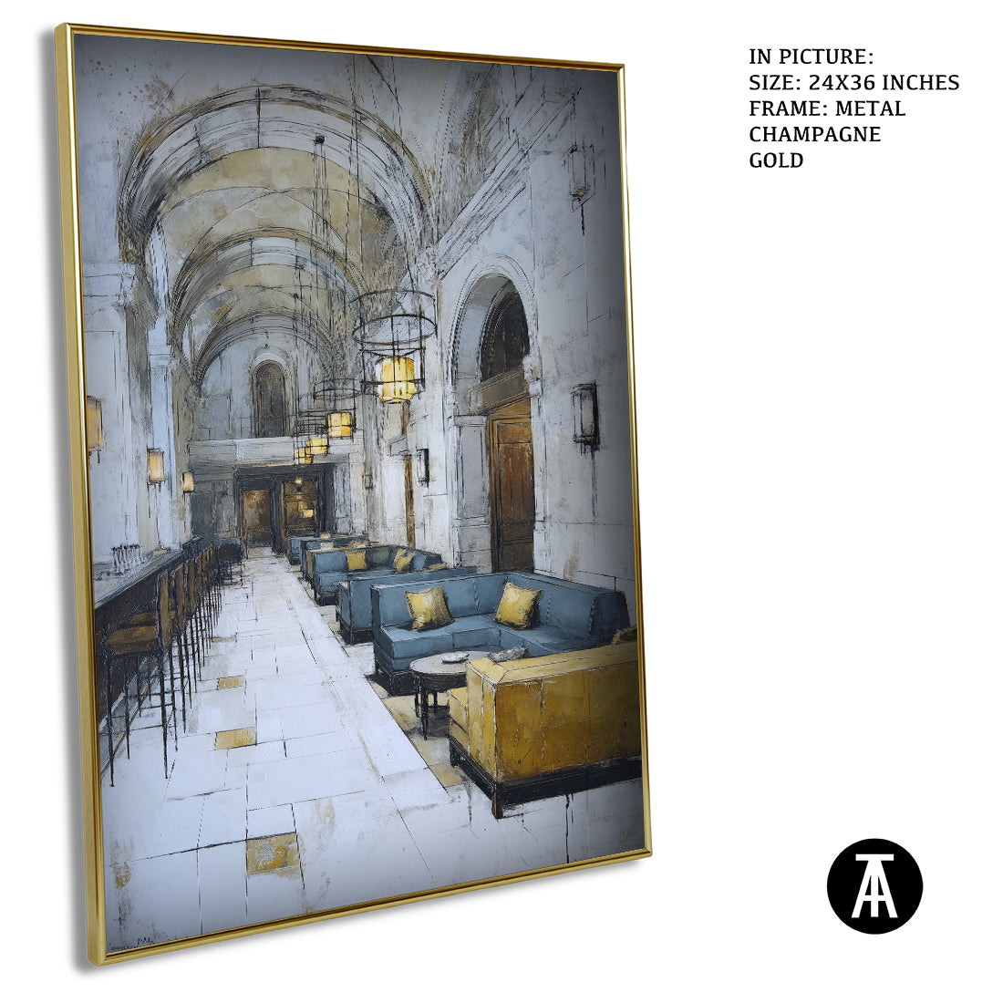 Artwork in Metal Champagne Gold Frame