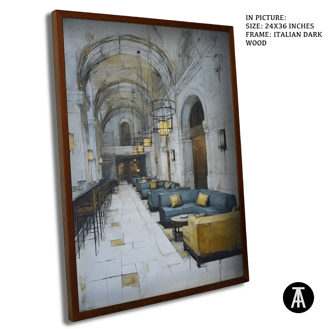 Artwork in Dark Wood Frame