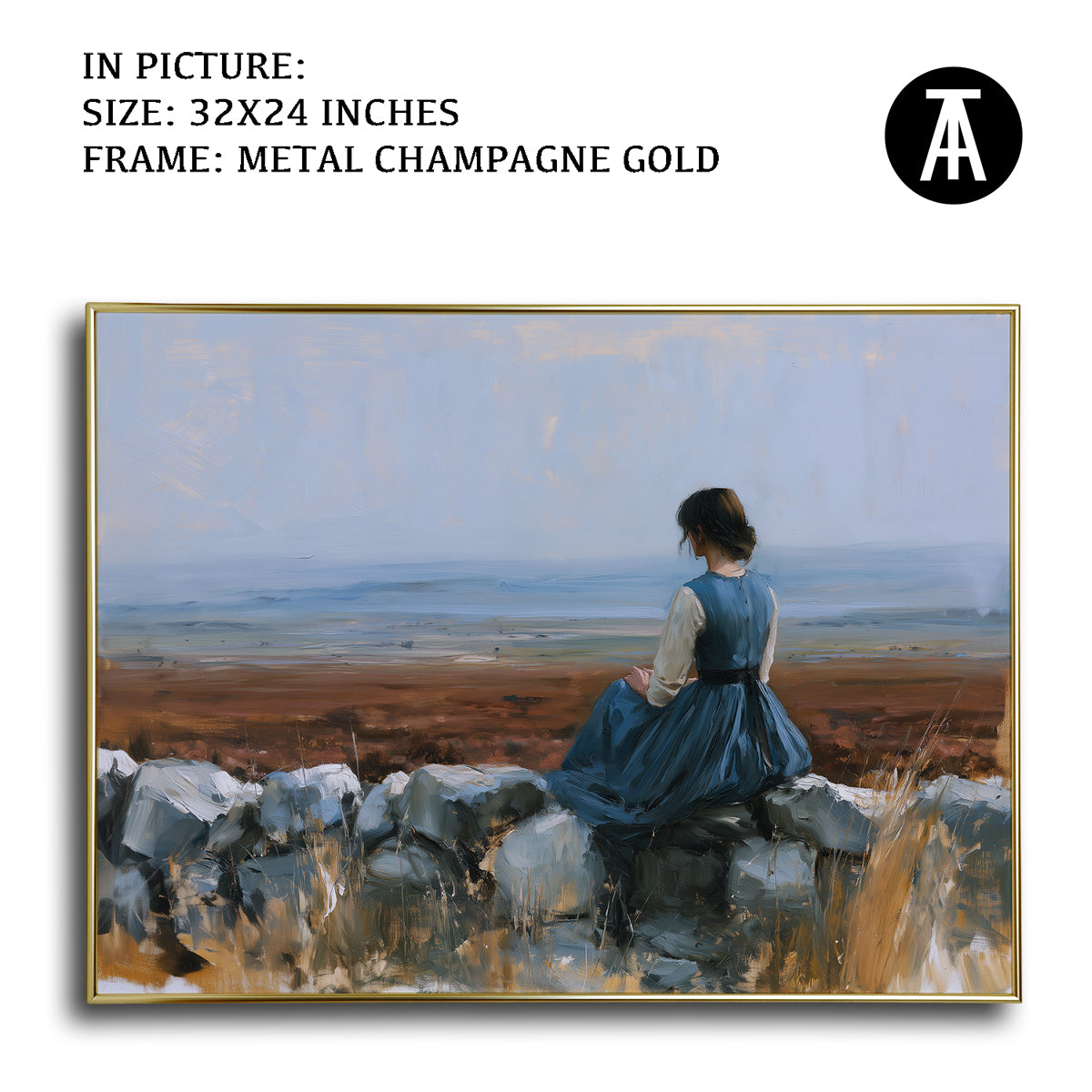 Artwork in Metal Champagne Gold Frame