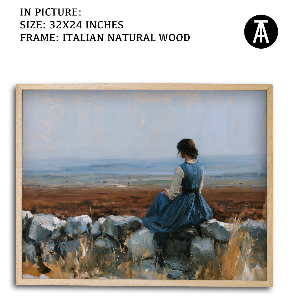 Artwork in Natural Wood Frame