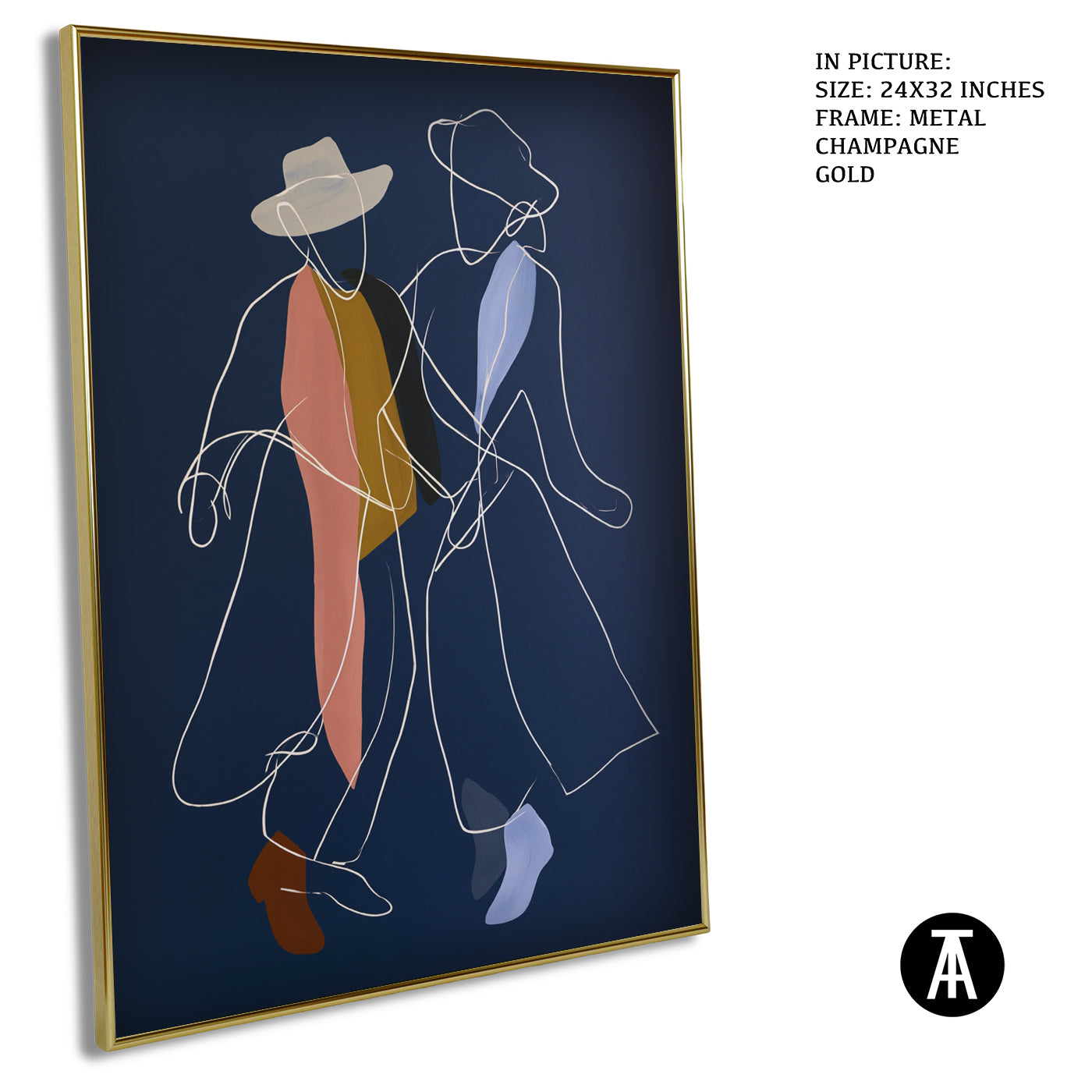 Artwork in Metal Champagne Gold Frame