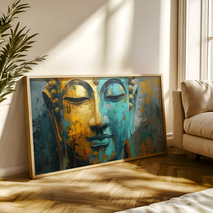 Lord Buddha in Abstract Teal by TravelArty