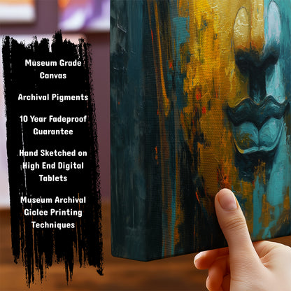 Lord Buddha in Abstract Teal by TravelArty